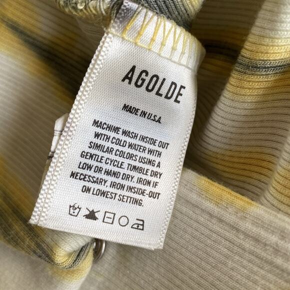 AGOLDE Bodysuit Womens Sz Large Yellow Tie Dye Boho Supima Cotton Boho Festival - Picture 8 of 9